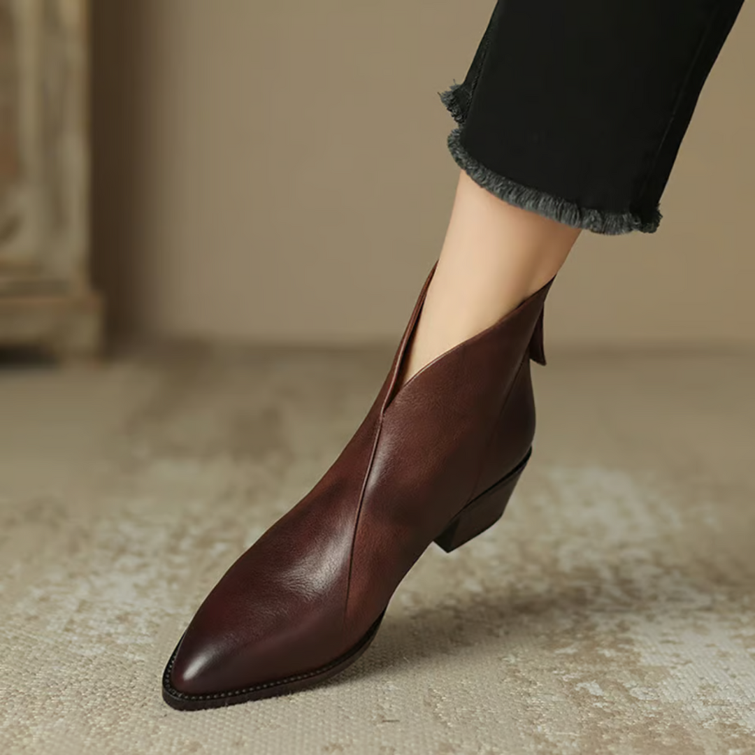 Jitka™ | Elegantní kožené boty s nízkým podpatkem