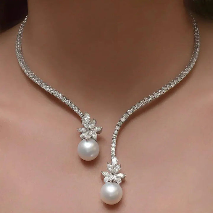 Elegantní a Lesklý Perlový Náhrdelník ze Stříbra