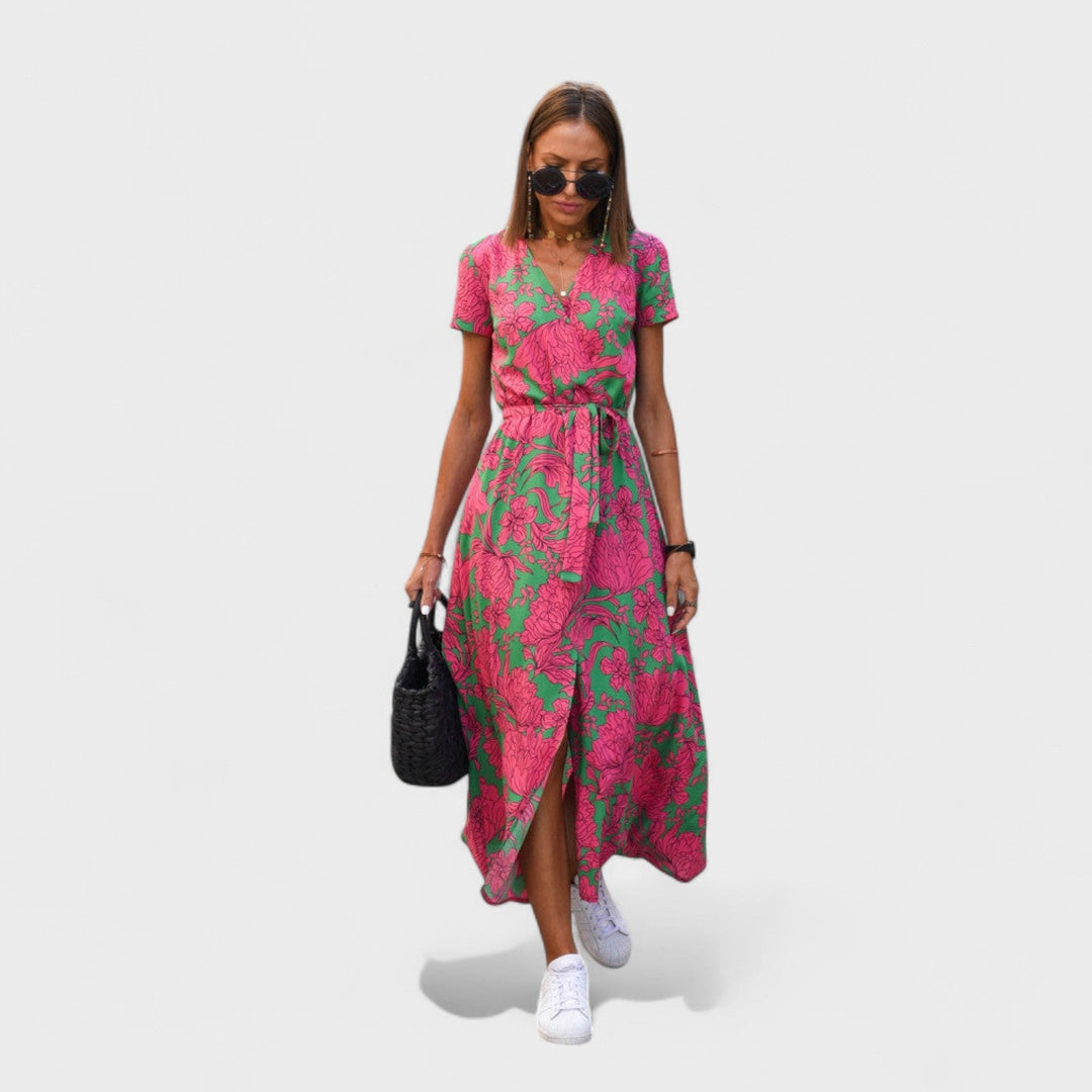Růžový lilie - Boho Chic šaty