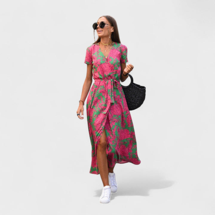 Růžový lilie - Boho Chic šaty
