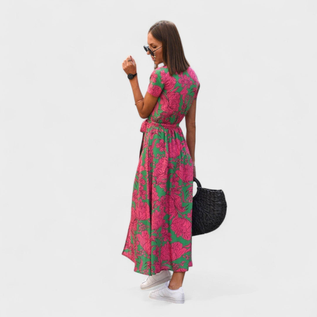 Růžový lilie - Boho Chic šaty
